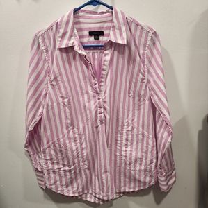 J crew pink and white stripes tunic with pockets Sz XS
